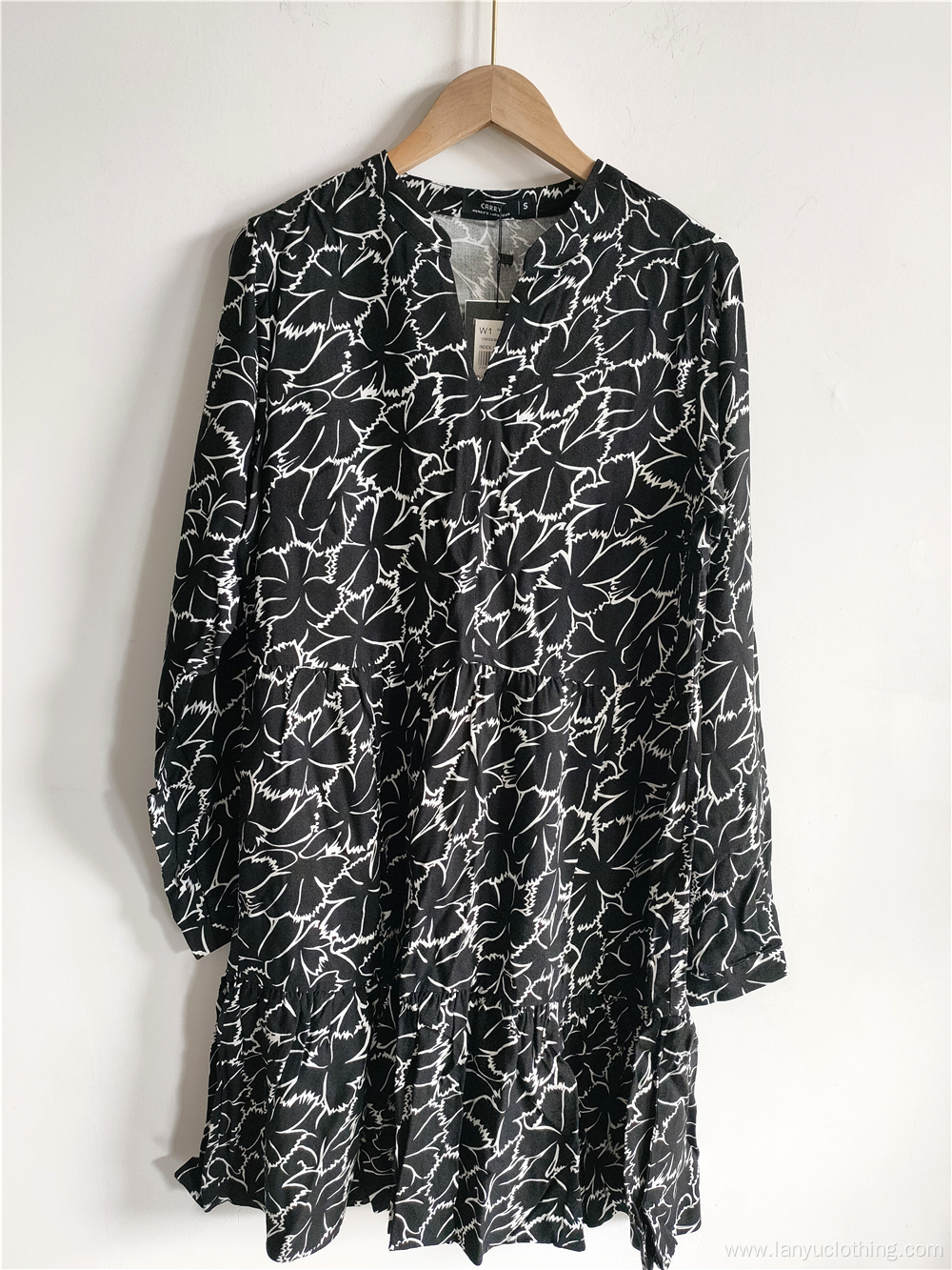 V-Neck Printed Long-Sleeved Dress For Women