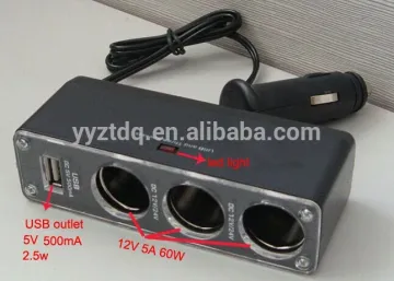 3 way outlet cigar socket Car charger