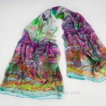 digital printing soft silk long muffler