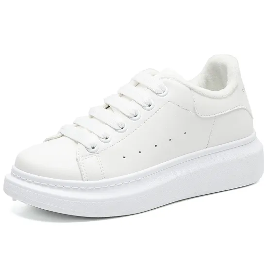 Winter New Fleece-Lined White Shoes Female Students Platform Height Increasing Women's Casual Shoes Women's Shoes