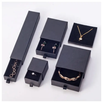 A1 Black Slide Drawer Jewelry Box Necklace Ring Pendant Storage Kraft Paper Cardboard Packing Box