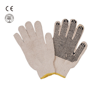 safety work knitted cotton gloves with pvc dotted