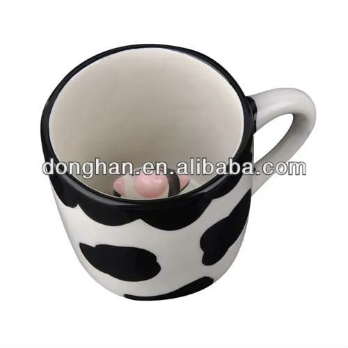 creative inner design cow printing ceramic milk cup for gift