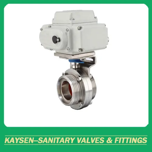 Din Sanitary Electric Actuator Butterfly Valves Male End, High Quality