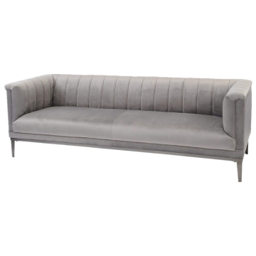 Living Room Furniture: Explore Grey Velvet 3-Seater Ribbed Sofas