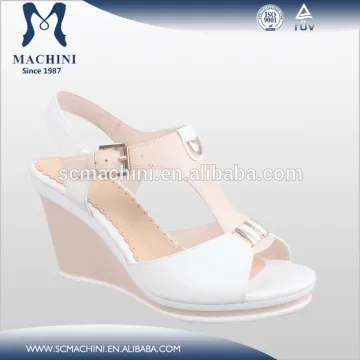 White sheepskin leather model sandals womens wedges 2015