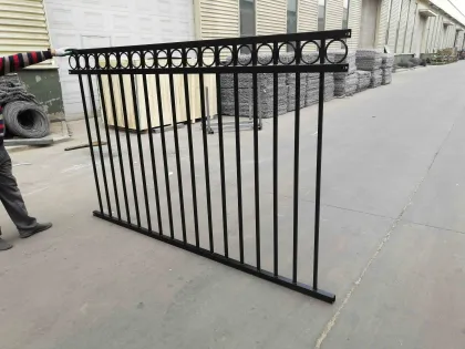 Cheap montage flat rail top steel fence panels