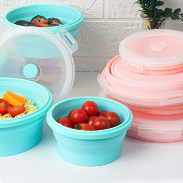 Foldable Lunch Box Set: Collapsible Silicone Food Storage Containers in 4 Sizes - Ideal for Round Food and Vegetables