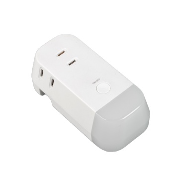 2Pin Swivel Adapter Power Plug Extender with Surge Protection and Built-in Battery Night Light