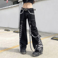 Women Lace Splicing Black Goth Pants