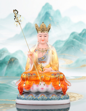 White Marble Statue of Kṣitigarbha Bodhisattva (Seated)