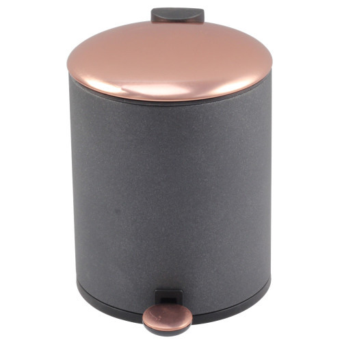 Copper Lid Black Trash Can with Toilet Brush