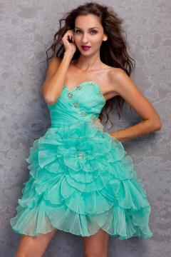 Shine Blue Chiffon Homecoming Dresses Sweetheart A-line Style