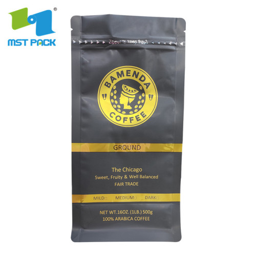 Wiederverschließbarer schwarzer Kaffeeverpackungsbeutel mit individuellem Druck