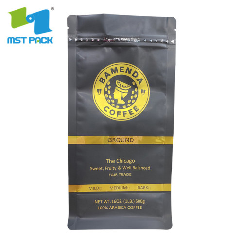 Custom printing resealable black coffee packaging bag