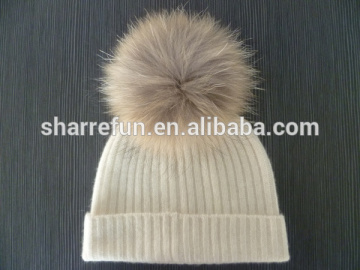 Ivory Ribbed Cashmere Beanie