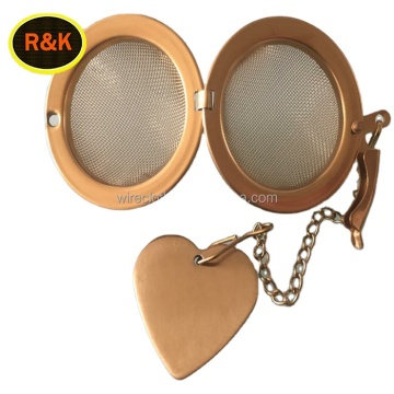 Gold Color Stainless Steel Wire Mesh Tea Ball Infuser with Heart Pendant