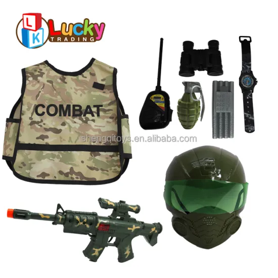 Boys' Pretend Play Set: Military Toys, Gun, and Plastic Army Soldier Vest for Kids