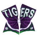 Tiger Silver Glitter Large Cheer Hair Bows