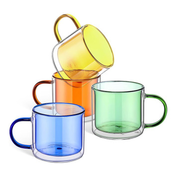 แก้วกาแฟอำพันสีเขียวสีน้ำเงินและสีเทาสองแก้วฉนวนกันความจุ 10 ออนซ์ความจุ 10 ออนซ์