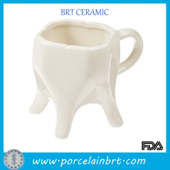 Creative White Glazed Ceramic Molar Mug