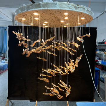Nordic Customized High Quality Glass Leaves Chandeliers for Luxury Interiors