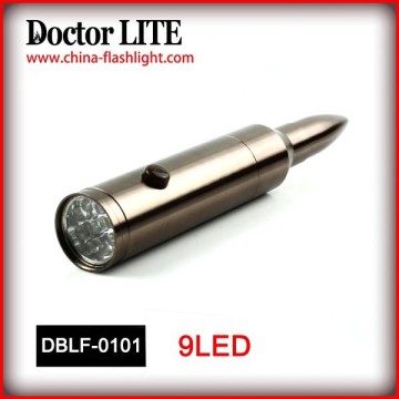 Promosyon 9led alüminyum el feneri, mini LED el feneri, küçük mermi lambası, 9 LED alüminyum meşale