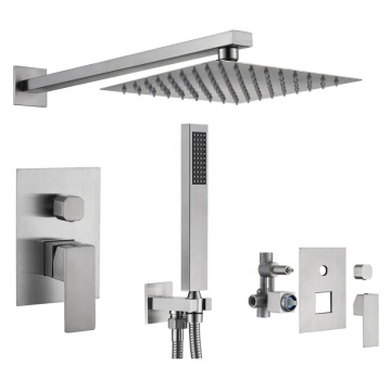 Stainless Steel Brushed Concealed 2 Way Rain Shower Set for Hotel Bathroom
