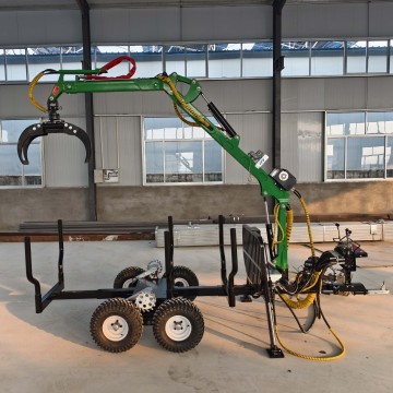 Forest Firewood Forwarding Tractor with Log Grab and Timber Trailer