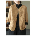 Autumn and winter literary retro quilted short coat