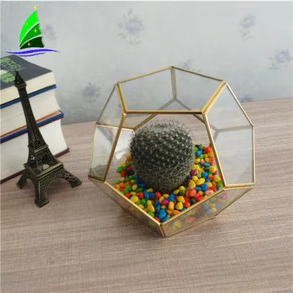 Glass geometric terrarium decorations