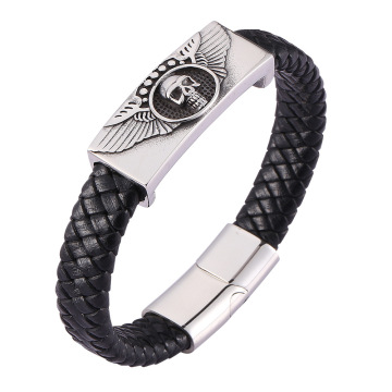 Black Scorpion Scorpion Scorpion inossidabile Crassa magnetica Bracciale in pelle