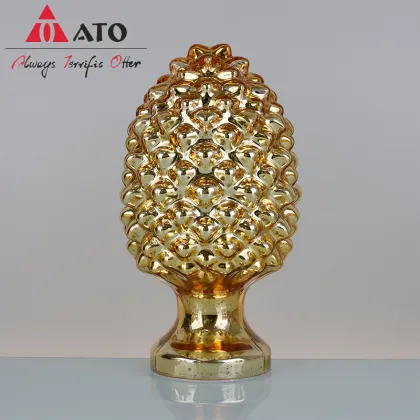 Modern glass home decor golden color pinecone decoration