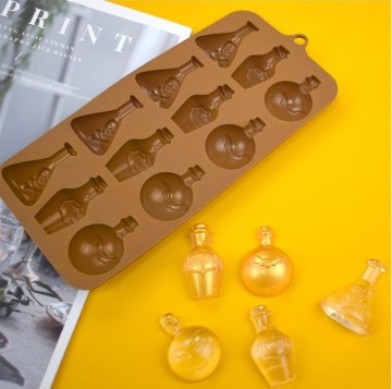 แม่พิมพ์ซิลิโคนฮาโลวีนสำหรับการอบ: ขวดลายฉลุขนมหวานช็อคโกแลตและ fondant