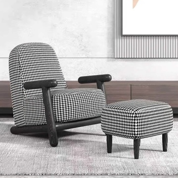 Ghế cánh tay sofa kẻ sọc và Ottoman