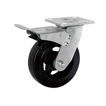 Heavy Duty Rubber with Iron Casters Total Brake