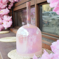 Cuenco de canto de cristal de cerezo oriental con mango rosa transparente