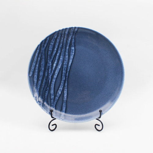 Ensemble d&#39;assiettes en céramique bleu réactif Ensemble de vaisselle luxe