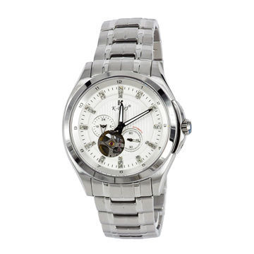 White and silvery mechanical watch