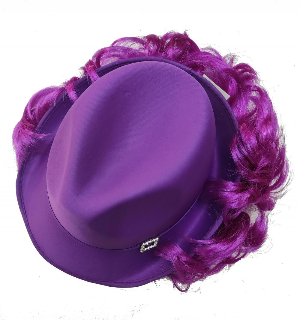 Purple Hat with Pink Hair 