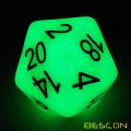 Bescon Jumbo Glowing D20 38MM, Большой размер 20 сторон Dice Jade Glow In Dark, Большой 20 граней куб 1,5 дюйма