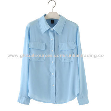 Women's business shirt with pocket, made of chiffon, various colors are available