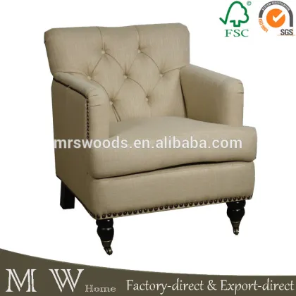 french oak wooden chesterfield chair, upholstered linen chesterfield chair, chesterfield chair