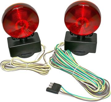 12V Dual-Sided Magnetic Towing Light Kit with 4 Pin Connectors for Trailers