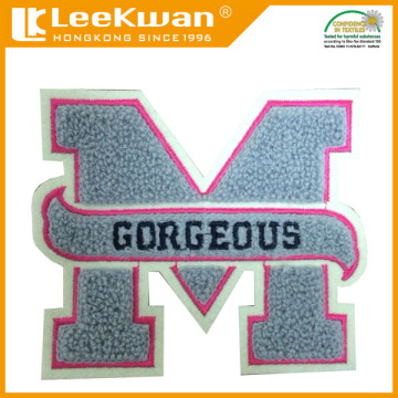 M Letter chenille patch with sew-on backing