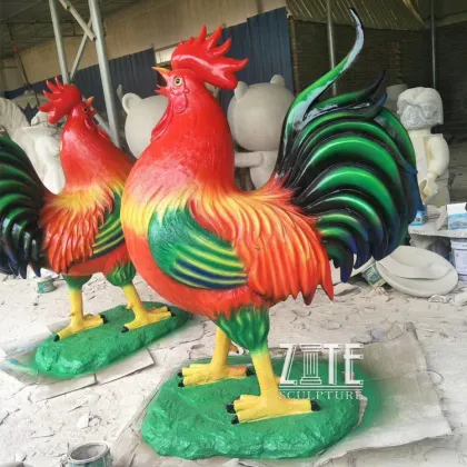 Custom large resin chicken sculpture fiberglass rooster statues for garden