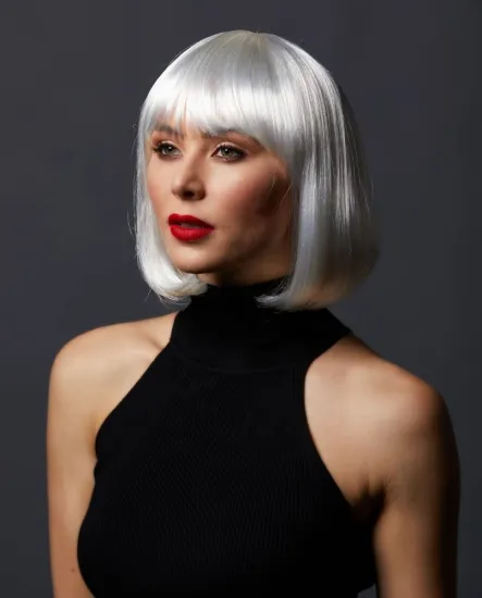Rebecca 10 inch  Bob Short cut  Human Hair Wigs  gentle  buckle  With Bangs Remy Lace wig