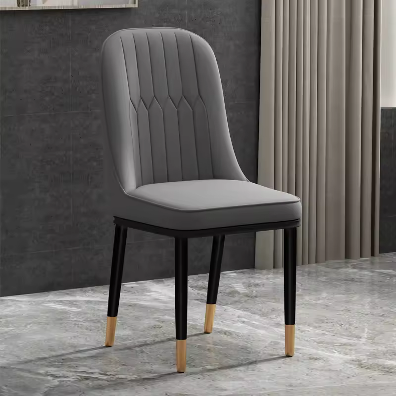 Cadeiras de restaurante de novo design de luxo cadeira de couro com pernas de metal
