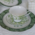 French vintage Mary dark green ceramic tableware set