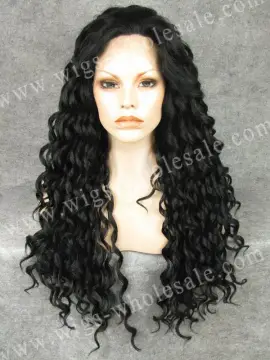 Wholesale Lace front silk top synthetic wig Curly black N18-1